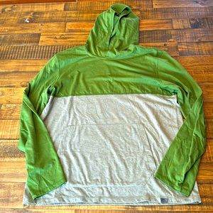 L.L. Bean Performance Long Sleeve Hooded Shirt, Green Grey, Medium Regular